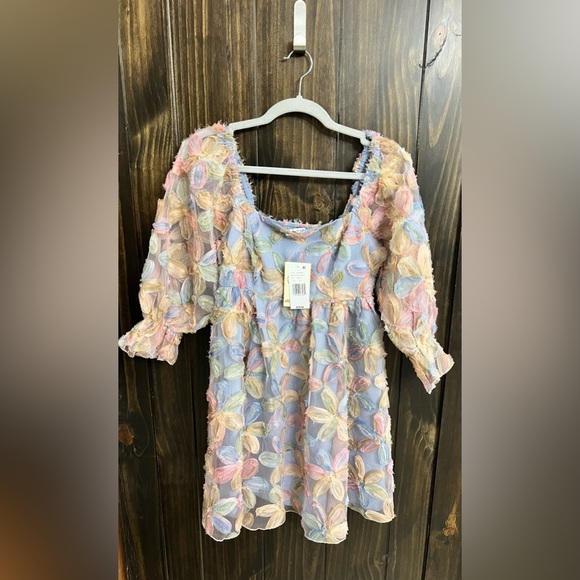 NWT: Allison + Kelly Pastel Floral Puff Sleeve Baby Doll Dress- Size: Small - Picture 9 of 13